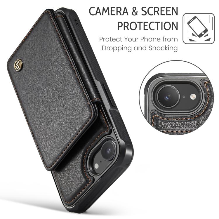 For iPhone 16e CaseMe C22 Card Slots Holder RFID Anti-theft Phone Case(Black) - iPhone 16e Cases by CaseMe | Online Shopping UK | buy2fix