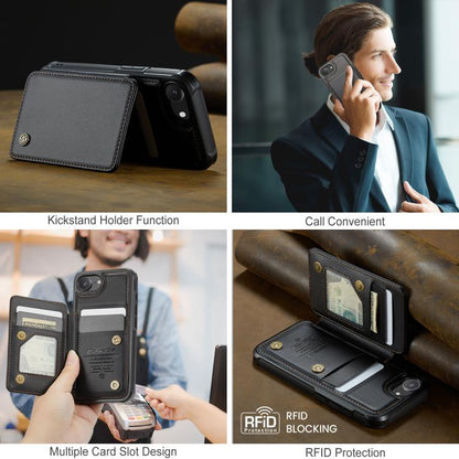 For iPhone 16e CaseMe C22 Card Slots Holder RFID Anti-theft Phone Case(Black) - iPhone 16e Cases by CaseMe | Online Shopping UK | buy2fix