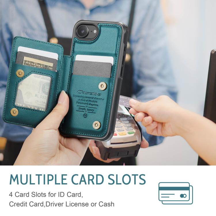 For iPhone 16e CaseMe C22 Card Slots Holder RFID Anti-theft Phone Case(Green) - iPhone 16e Cases by CaseMe | Online Shopping UK | buy2fix