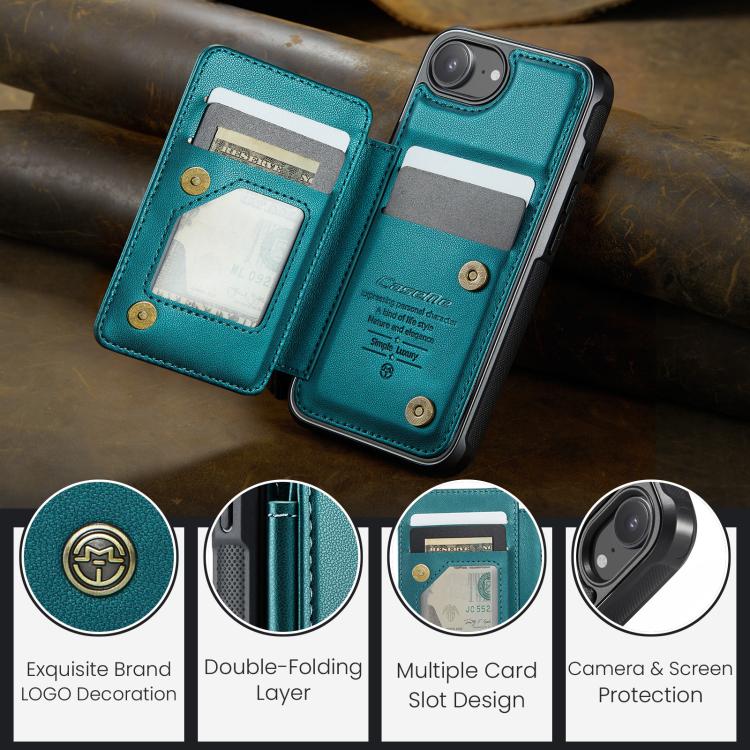 For iPhone 16e CaseMe C22 Card Slots Holder RFID Anti-theft Phone Case(Green) - iPhone 16e Cases by CaseMe | Online Shopping UK | buy2fix