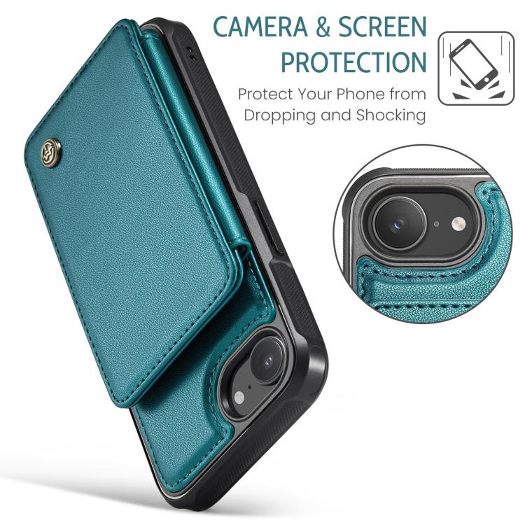 For iPhone 16e CaseMe C22 Card Slots Holder RFID Anti-theft Phone Case(Green) - iPhone 16e Cases by CaseMe | Online Shopping UK | buy2fix