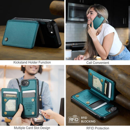 For iPhone 16e CaseMe C22 Card Slots Holder RFID Anti-theft Phone Case(Green) - iPhone 16e Cases by CaseMe | Online Shopping UK | buy2fix
