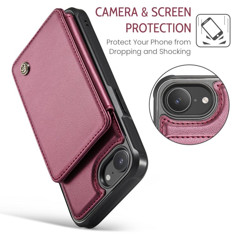 For iPhone 16e CaseMe C22 Card Slots Holder RFID Anti-theft Phone Case(Red) - iPhone 16e Cases by CaseMe | Online Shopping UK | buy2fix