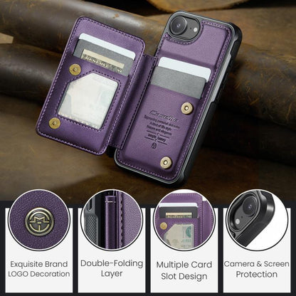 For iPhone 16e CaseMe C22 Card Slots Holder RFID Anti-theft Phone Case(Purple) - iPhone 16e Cases by CaseMe | Online Shopping UK | buy2fix