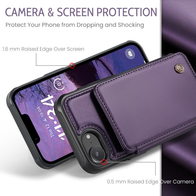 For iPhone 16e CaseMe C22 Card Slots Holder RFID Anti-theft Phone Case(Purple) - iPhone 16e Cases by CaseMe | Online Shopping UK | buy2fix