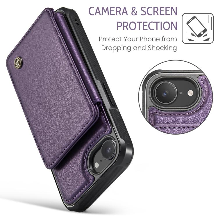For iPhone 16e CaseMe C22 Card Slots Holder RFID Anti-theft Phone Case(Purple) - iPhone 16e Cases by CaseMe | Online Shopping UK | buy2fix