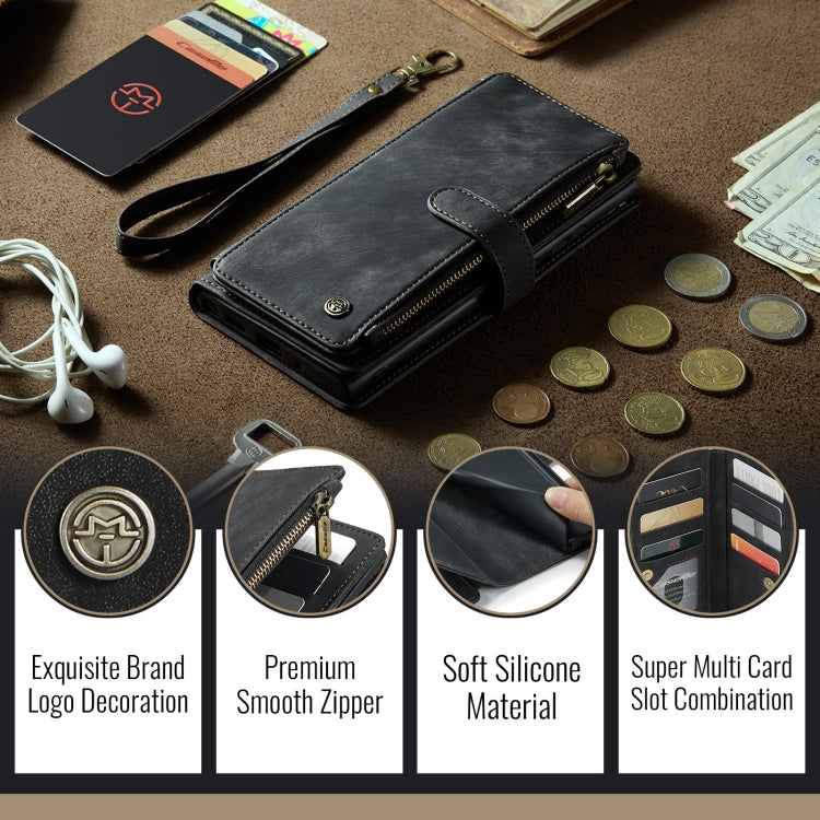 For iPhone 16 Pro Max CaseMe C30 Card Slots Zipper Wallet Leather Phone Case(Black) by CaseMe