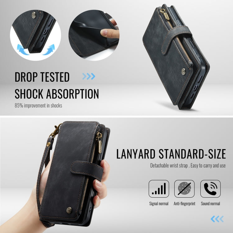 For iPhone 16 Pro Max CaseMe C30 Card Slots Zipper Wallet Leather Phone Case(Black) by CaseMe