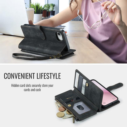 For iPhone 16e CaseMe C30 Card Slots Zipper Wallet Leather Phone Case(Black) - iPhone 16e Cases by CaseMe | Online Shopping UK | buy2fix