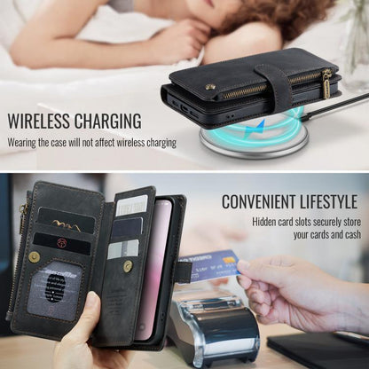 For iPhone 16e CaseMe C30 Card Slots Zipper Wallet Leather Phone Case(Black) - iPhone 16e Cases by CaseMe | Online Shopping UK | buy2fix