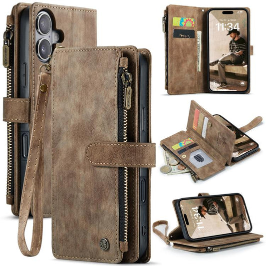 For iPhone 17 CaseMe C30 Card Slots Zipper Wallet Leather Phone Case(Brown) - iPhone 17 Cases by CaseMe | Online Shopping UK | buy2fix