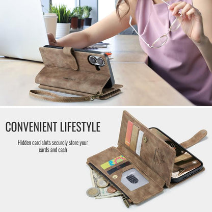 For iPhone 17 CaseMe C30 Card Slots Zipper Wallet Leather Phone Case(Brown) - iPhone 17 Cases by CaseMe | Online Shopping UK | buy2fix