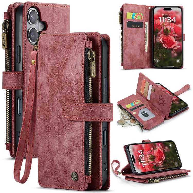 For iPhone 17 CaseMe C30 Card Slots Zipper Wallet Leather Phone Case(Red) - iPhone 17 Cases by CaseMe | Online Shopping UK | buy2fix