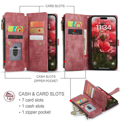 For iPhone 17 CaseMe C30 Card Slots Zipper Wallet Leather Phone Case(Red) - iPhone 17 Cases by CaseMe | Online Shopping UK | buy2fix