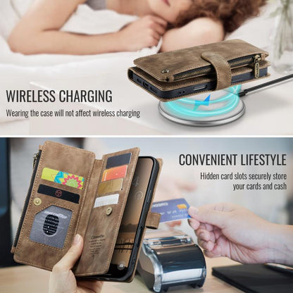 For iPhone 17 Pro CaseMe C30 Card Slots Zipper Wallet Leather Phone Case(Brown) - iPhone 17 Pro Cases by CaseMe | Online Shopping UK | buy2fix