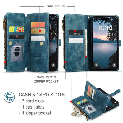 For iPhone 17 Pro CaseMe C30 Card Slots Zipper Wallet Leather Phone Case(Blue) - iPhone 17 Pro Cases by CaseMe | Online Shopping UK | buy2fix