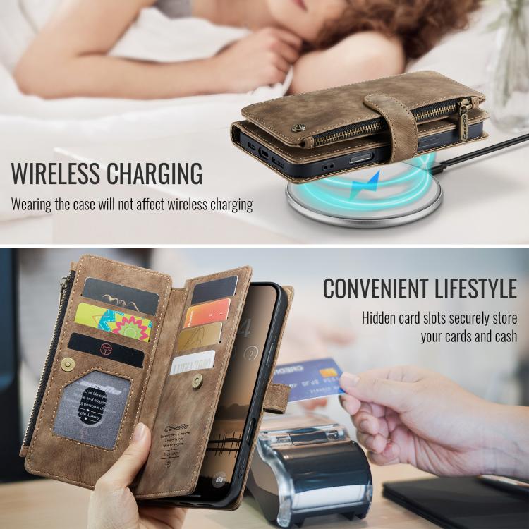 For iPhone 17 Pro Max CaseMe C30 Card Slots Zipper Wallet Leather Phone Case(Brown) - iPhone 17 Pro Max Cases by CaseMe | Online Shopping UK | buy2fix