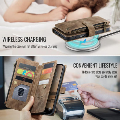 For iPhone 17 Pro Max CaseMe C30 Card Slots Zipper Wallet Leather Phone Case(Brown) - iPhone 17 Pro Max Cases by CaseMe | Online Shopping UK | buy2fix