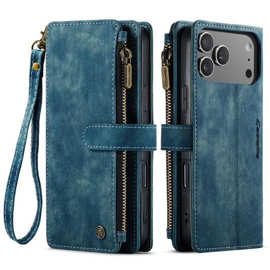 For iPhone 17 Pro Max CaseMe C30 Card Slots Zipper Wallet Leather Phone Case(Blue) - iPhone 17 Pro Max Cases by CaseMe | Online Shopping UK | buy2fix