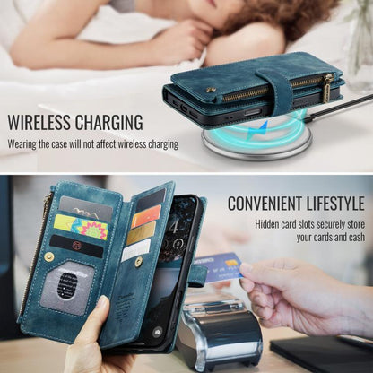 For iPhone 17 Pro Max CaseMe C30 Card Slots Zipper Wallet Leather Phone Case(Blue) - iPhone 17 Pro Max Cases by CaseMe | Online Shopping UK | buy2fix