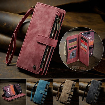 For iPhone 17 Pro Max CaseMe C30 Card Slots Zipper Wallet Leather Phone Case(Red) - iPhone 17 Pro Max Cases by CaseMe | Online Shopping UK | buy2fix
