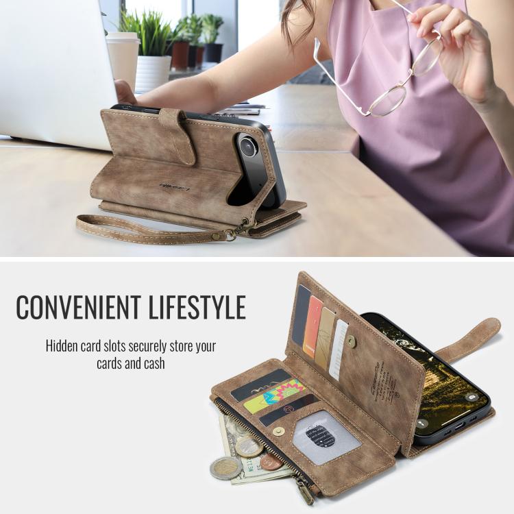 For iPhone Air CaseMe C30 Card Slots Zipper Wallet Leather Phone Case(Brown) - iPhone Air Cases by CaseMe | Online Shopping UK | buy2fix