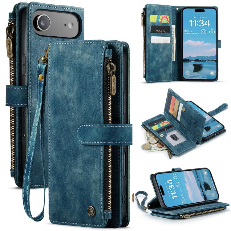 For iPhone Air CaseMe C30 Card Slots Zipper Wallet Leather Phone Case(Blue) - iPhone Air Cases by CaseMe | Online Shopping UK | buy2fix