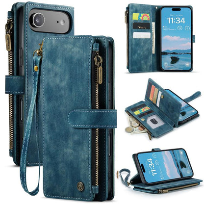 For iPhone Air CaseMe C30 Card Slots Zipper Wallet Leather Phone Case(Blue) - iPhone Air Cases by CaseMe | Online Shopping UK | buy2fix