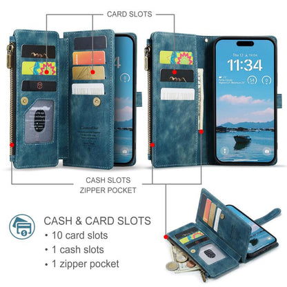 For iPhone Air CaseMe C30 Card Slots Zipper Wallet Leather Phone Case(Blue) - iPhone Air Cases by CaseMe | Online Shopping UK | buy2fix