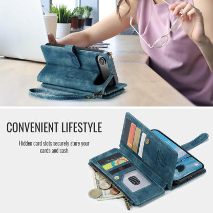 For iPhone Air CaseMe C30 Card Slots Zipper Wallet Leather Phone Case(Blue) - iPhone Air Cases by CaseMe | Online Shopping UK | buy2fix