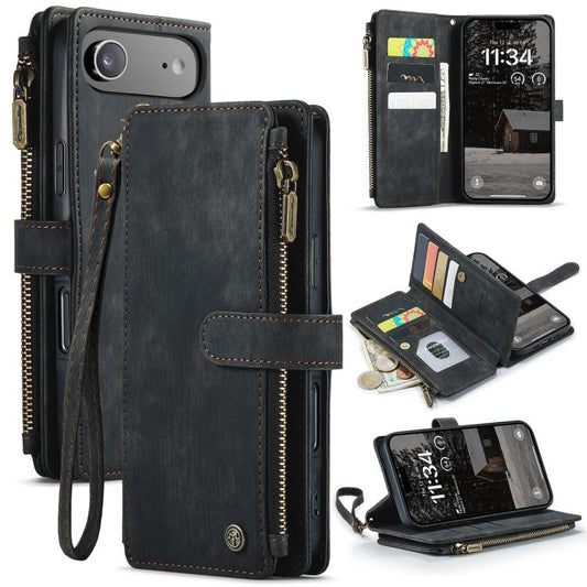 For iPhone Air CaseMe C30 Card Slots Zipper Wallet Leather Phone Case(Black) - iPhone Air Cases by CaseMe | Online Shopping UK | buy2fix