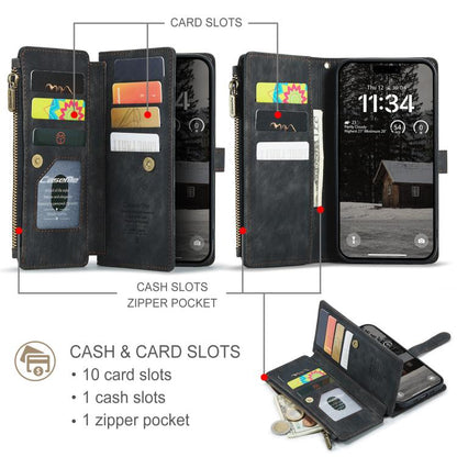 For iPhone Air CaseMe C30 Card Slots Zipper Wallet Leather Phone Case(Black) - iPhone Air Cases by CaseMe | Online Shopping UK | buy2fix