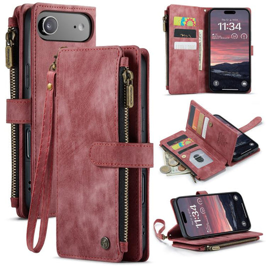 For iPhone Air CaseMe C30 Card Slots Zipper Wallet Leather Phone Case(Red) - iPhone Air Cases by CaseMe | Online Shopping UK | buy2fix