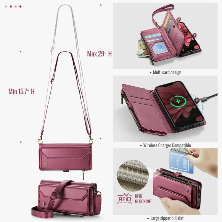 For iPhone 16e CaseMe C36 Card Slots Zipper Wallet RFID Anti-theft Leather Phone Case(Red) - iPhone 16e Cases by CaseMe | Online Shopping UK | buy2fix