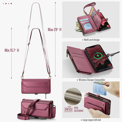 For iPhone 16e CaseMe C36 Card Slots Zipper Wallet RFID Anti-theft Leather Phone Case(Red) - iPhone 16e Cases by CaseMe | Online Shopping UK | buy2fix