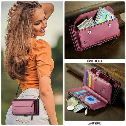 For iPhone 16e CaseMe C36 Card Slots Zipper Wallet RFID Anti-theft Leather Phone Case(Red) - iPhone 16e Cases by CaseMe | Online Shopping UK | buy2fix