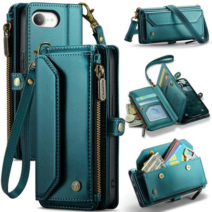 For iPhone 16e CaseMe C36 Card Slots Zipper Wallet RFID Anti-theft Leather Phone Case(Blue) - iPhone 16e Cases by CaseMe | Online Shopping UK | buy2fix