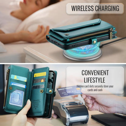 For iPhone 16e CaseMe C36 Card Slots Zipper Wallet RFID Anti-theft Leather Phone Case(Blue) - iPhone 16e Cases by CaseMe | Online Shopping UK | buy2fix