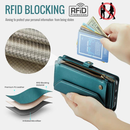 For iPhone 16e CaseMe C36 Card Slots Zipper Wallet RFID Anti-theft Leather Phone Case(Blue) - iPhone 16e Cases by CaseMe | Online Shopping UK | buy2fix