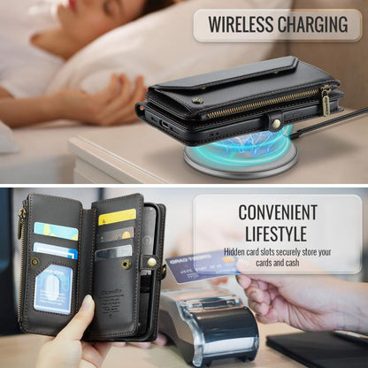 For iPhone 16e CaseMe C36 Card Slots Zipper Wallet RFID Anti-theft Leather Phone Case(Black) - iPhone 16e Cases by CaseMe | Online Shopping UK | buy2fix