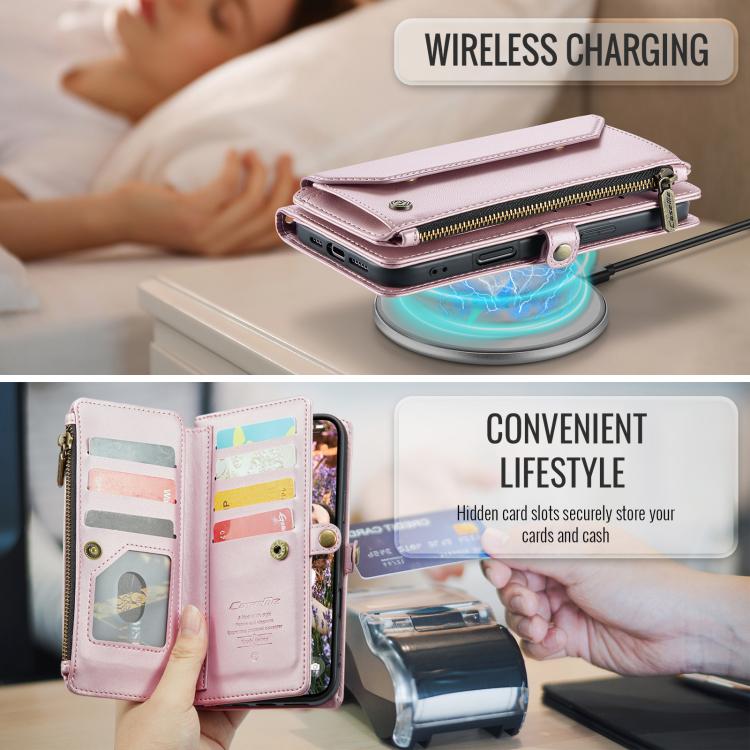 For iPhone Air CaseMe C36 Card Slots Zipper Wallet RFID Anti-theft Leather Phone Case(Pink) - iPhone Air Cases by CaseMe | Online Shopping UK | buy2fix
