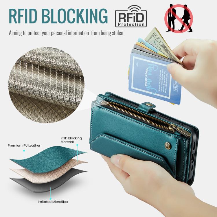 For iPhone Air CaseMe C36 Card Slots Zipper Wallet RFID Anti-theft Leather Phone Case(Blue) - iPhone Air Cases by CaseMe | Online Shopping UK | buy2fix