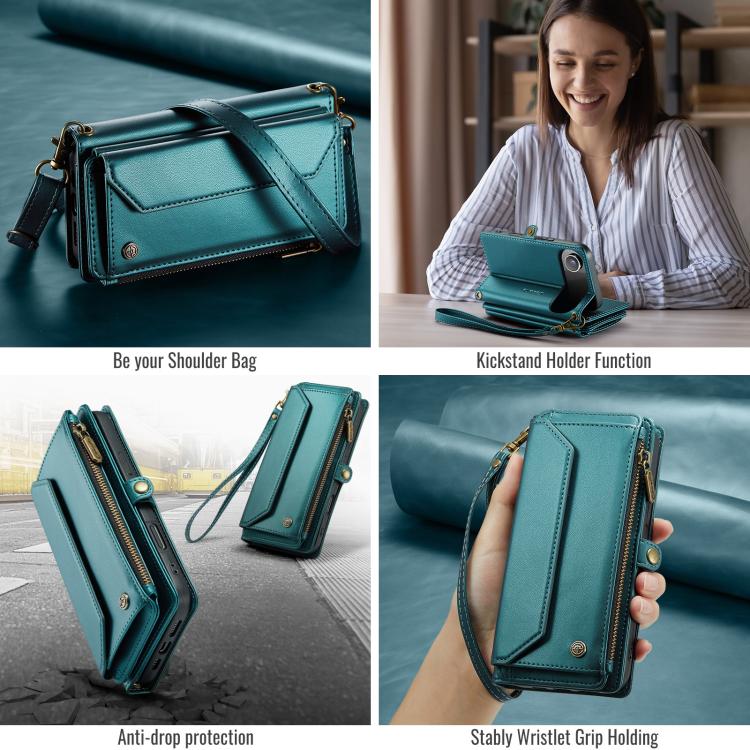 For iPhone Air CaseMe C36 Card Slots Zipper Wallet RFID Anti-theft Leather Phone Case(Blue) - iPhone Air Cases by CaseMe | Online Shopping UK | buy2fix