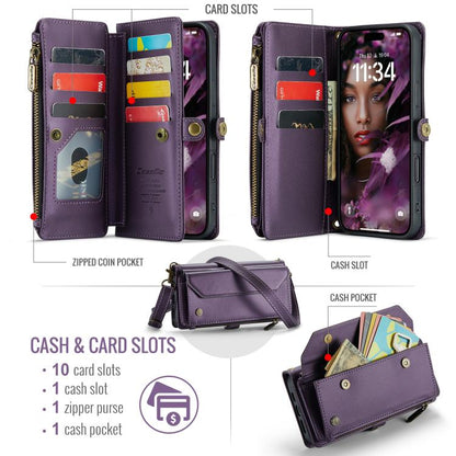 For iPhone Air CaseMe C36 Card Slots Zipper Wallet RFID Anti-theft Leather Phone Case(Purple) - iPhone Air Cases by CaseMe | Online Shopping UK | buy2fix