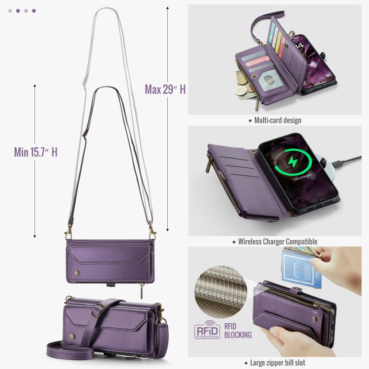 For iPhone Air CaseMe C36 Card Slots Zipper Wallet RFID Anti-theft Leather Phone Case(Purple) - iPhone Air Cases by CaseMe | Online Shopping UK | buy2fix