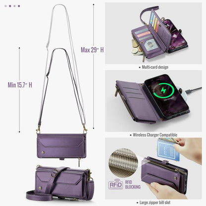 For iPhone Air CaseMe C36 Card Slots Zipper Wallet RFID Anti-theft Leather Phone Case(Purple) - iPhone Air Cases by CaseMe | Online Shopping UK | buy2fix