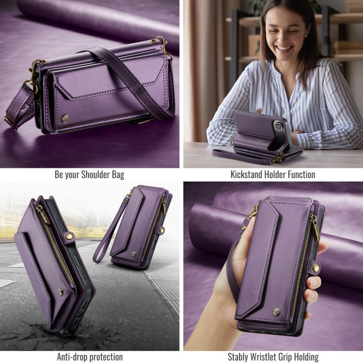 For iPhone Air CaseMe C36 Card Slots Zipper Wallet RFID Anti-theft Leather Phone Case(Purple) - iPhone Air Cases by CaseMe | Online Shopping UK | buy2fix