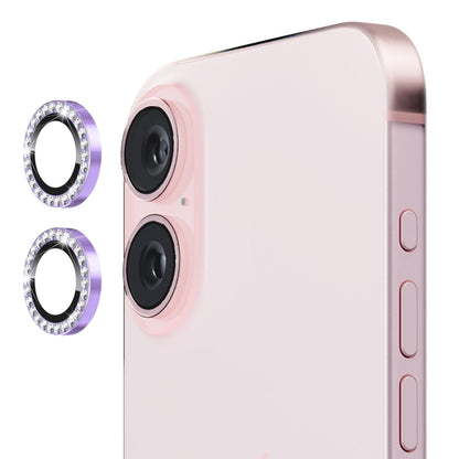 For iPhone 16 / 16 Plus ENKAY AR Anti-reflection Individual Diamond Ring Camera Lens Glass Full Film(Light Purple) - iPhone 16 Plus Tempered Glass by ENKAY | Online Shopping UK | buy2fix