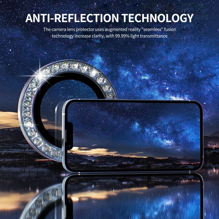 For iPhone 16 / 16 Plus ENKAY AR Anti-reflection Individual Diamond Ring Camera Lens Glass Full Film(Deep Green) by ENKAY