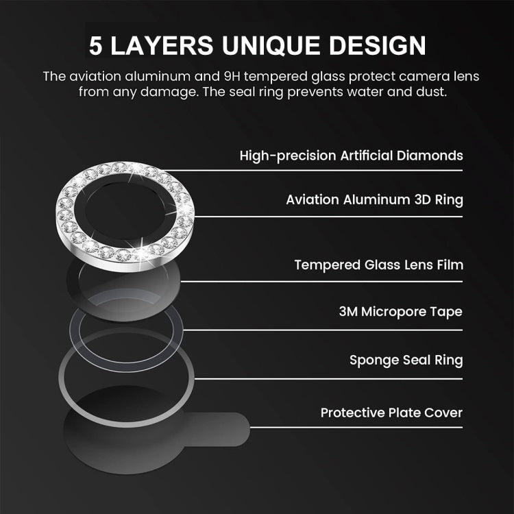 For iPhone 16 Pro / 16 Pro Max ENKAY AR Anti-reflection Individual Diamond Ring Camera Lens Glass Full Film(Golden) - iPhone 16 Pro Max Tempered Glass by ENKAY | Online Shopping UK | buy2fix